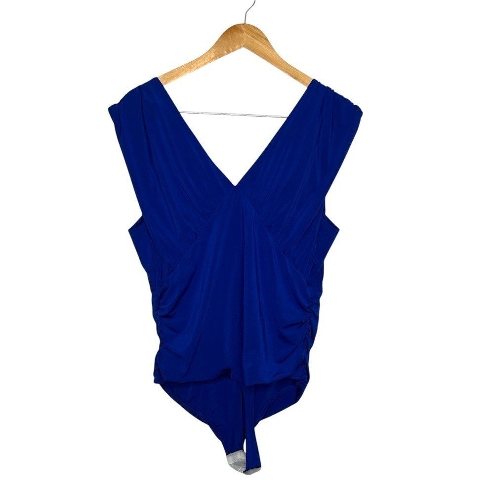 Express Royal Blue Body Contour Compression Sleeveless Ruched Bodysuit Size XL - Picture 5 of 8